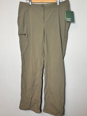 LL Bean Comfort Trail Pants Women Size 16 Brown Hiking UPF 50 NEW